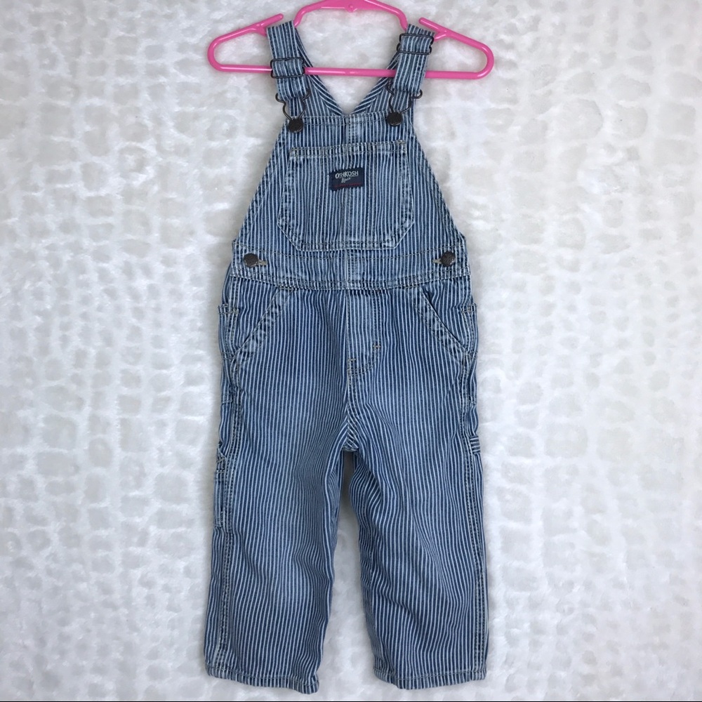 OshKosh B'gosh Hickory Stripe Overalls Vestbak 18M